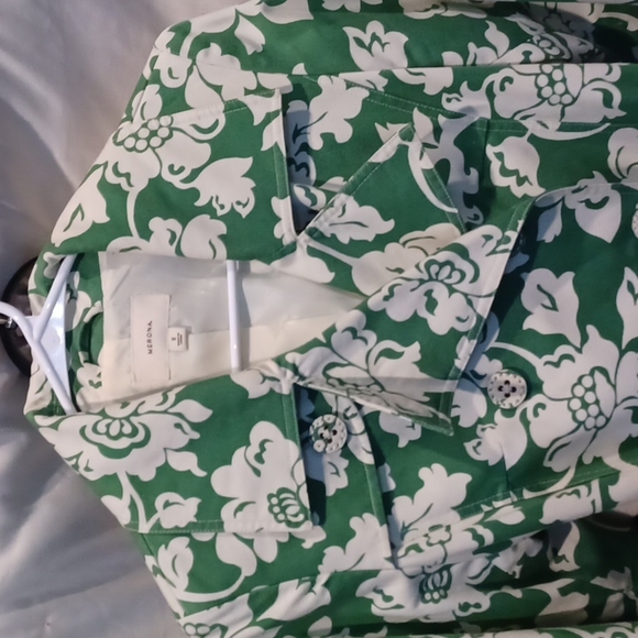 Green and cream merona trench coat - Picture 2 of 7